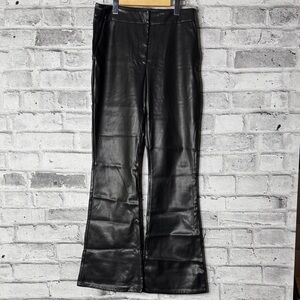 NWT Nasty Gal Black Flare Vegan Leather Jeans